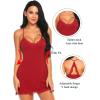 imageAvidlove Womens Nightgown Sexy Lace Sleepwear V Neck Full Slip Chemise Lingerie Cotton Night Gowns Babydoll Sleepshirt1 Dark Red
