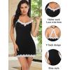 imageAvidlove Womens Nightgown Sexy Lace Sleepwear V Neck Full Slip Chemise Lingerie Cotton Night Gowns Babydoll SleepshirtBlack and White
