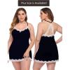 imageAvidlove Womens Nightgown Sexy Lace Sleepwear V Neck Full Slip Chemise Lingerie Cotton Night Gowns Babydoll SleepshirtBlack and White