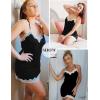 imageAvidlove Womens Nightgown Sexy Lace Sleepwear V Neck Full Slip Chemise Lingerie Cotton Night Gowns Babydoll SleepshirtBlack and White