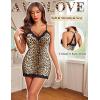imageAvidlove Womens Nightgown Sexy Lace Sleepwear V Neck Full Slip Chemise Lingerie Cotton Night Gowns Babydoll SleepshirtCoffee Leopard