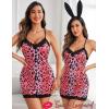 imageAvidlove Womens Nightgown Sexy Lace Sleepwear V Neck Full Slip Chemise Lingerie Cotton Night Gowns Babydoll SleepshirtLeaopard Pink