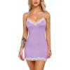 imageAvidlove Womens Nightgown Sexy Lace Sleepwear V Neck Full Slip Chemise Lingerie Cotton Night Gowns Babydoll SleepshirtLight Purple