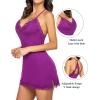 imageAvidlove Womens Nightgown Sexy Lace Sleepwear V Neck Full Slip Chemise Lingerie Cotton Night Gowns Babydoll SleepshirtPurple