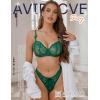 imageAvidlvoe Lingerie for Women Lace Bra and Panty Sets 2 Pieces Sexy Underwear Underwire Lingerie SetGreen