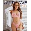 imageAvidlvoe Lingerie for Women Lace Bra and Panty Sets 2 Pieces Sexy Underwear Underwire Lingerie SetOrange Pink