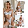 imageAvidlvoe Lingerie for Women Lace Bra and Panty Sets 2 Pieces Sexy Underwear Underwire Lingerie SetWhite