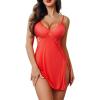 imageAvidlove Women Lingerie Lace Chemise Sexy Nightgown Modal Babydoll Side Slit SleepwearBred