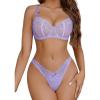imageAvidlvoe Lingerie for Women Lace Bra and Panty Sets 2 Pieces Sexy Underwear Underwire Lingerie SetLavender