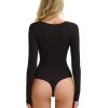 imageAvidlove Bodysuits for Women Long Sleeve Body Suits Womens Scoop Neck Bodysuit Double Lined TopsBlack