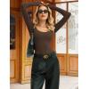 imageAvidlove Bodysuits for Women Long Sleeve Body Suits Womens Scoop Neck Bodysuit Double Lined TopsBrown