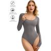 imageAvidlove Bodysuits for Women Long Sleeve Body Suits Womens Scoop Neck Bodysuit Double Lined TopsDark Gray