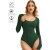 imageAvidlove Bodysuits for Women Long Sleeve Body Suits Womens Scoop Neck Bodysuit Double Lined TopsGreen