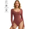 imageAvidlove Bodysuits for Women Long Sleeve Body Suits Womens Scoop Neck Bodysuit Double Lined TopsMaroon