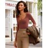 imageAvidlove Bodysuits for Women Long Sleeve Body Suits Womens Scoop Neck Bodysuit Double Lined TopsMaroon