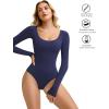 imageAvidlove Bodysuits for Women Long Sleeve Body Suits Womens Scoop Neck Bodysuit Double Lined TopsNavy Blue