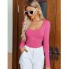 imageAvidlove Bodysuits for Women Long Sleeve Body Suits Womens Scoop Neck Bodysuit Double Lined TopsRose Red