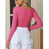 imageAvidlove Bodysuits for Women Long Sleeve Body Suits Womens Scoop Neck Bodysuit Double Lined TopsRose Red