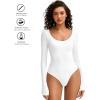 imageAvidlove Bodysuits for Women Long Sleeve Body Suits Womens Scoop Neck Bodysuit Double Lined TopsWhite