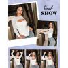 imageAvidlove Bodysuits for Women Round Neck Shapewear Bodysuit Long Sleeve Bodysuit Sexy Mesh Top Double Lined Cutout ShirtWhite
