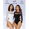 imageAvidlove Bodysuits for Women Round Neck Shapewear Bodysuit Long Sleeve Bodysuit Sexy Mesh Top Double Lined Cutout ShirtWhite
