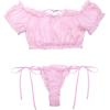 imageAvidlove Bra and Panty Set Ruffle Lingerie Set Mesh Babydoll ChemisePink