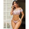 imageAvidlove Bra and Panty Set Ruffle Lingerie Set Mesh Babydoll ChemisePink Flower