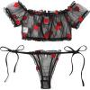imageAvidlove Bra and Panty Set Ruffle Lingerie Set Mesh Babydoll ChemiseRed Heart