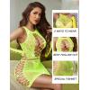 imageAvidlove Fishnet Lingerie Womens Mesh Chemise One Piece Babydoll Mini Dress Lace Sparkle Rhinestone Lingeries for WomenNeon Green