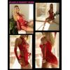 imageAvidlove Fishnet Lingerie Womens Mesh Chemise One Piece Babydoll Mini Dress Lace Sparkle Rhinestone Lingeries for WomenRed