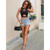 imageAvidlove Fishnet Top for Women Sexy Cut Out Crop Short Hollow Out Cropped Tank TopAblack