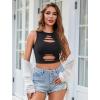 imageAvidlove Fishnet Top for Women Sexy Cut Out Crop Short Hollow Out Cropped Tank TopAblack