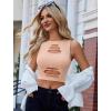 imageAvidlove Fishnet Top for Women Sexy Cut Out Crop Short Hollow Out Cropped Tank TopBeige