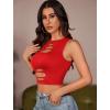 imageAvidlove Fishnet Top for Women Sexy Cut Out Crop Short Hollow Out Cropped Tank TopCarmine Red