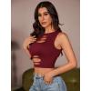 imageAvidlove Fishnet Top for Women Sexy Cut Out Crop Short Hollow Out Cropped Tank TopDark Red