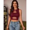 imageAvidlove Fishnet Top for Women Sexy Cut Out Crop Short Hollow Out Cropped Tank TopDark Red