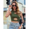 imageAvidlove Fishnet Top for Women Sexy Cut Out Crop Short Hollow Out Cropped Tank TopOlive Green
