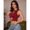 imageAvidlove Fishnet Top for Women Sexy Cut Out Crop Short Hollow Out Cropped Tank TopWine Red