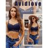 imageAvidlove Lace Bralette for Women V Neck Cami Tank Y2k Camisoles Adjustable Spaghetti Strap Crop TopBlack  Navy Blue