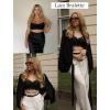 imageAvidlove Lace Bralette for Women V Neck Cami Tank Y2k Camisoles Adjustable Spaghetti Strap Crop TopBlack