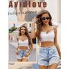 imageAvidlove Lace Bralette for Women V Neck Cami Tank Y2k Camisoles Adjustable Spaghetti Strap Crop TopBlackwhite