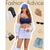 imageAvidlove Lace Bralette for Women V Neck Cami Tank Y2k Camisoles Adjustable Spaghetti Strap Crop TopNavy Blue