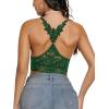 imageAvidlove Lace Bralettes for Women Padded Bralette Camisole Racerback Crop Top Floral Lace Bralettes V NeckArmy Green