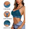 imageAvidlove Lace Bralettes for Women Padded Bralette Camisole Racerback Crop Top Floral Lace Bralettes V NeckBluish Green