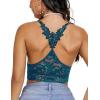 imageAvidlove Lace Bralettes for Women Padded Bralette Camisole Racerback Crop Top Floral Lace Bralettes V NeckBluish Green