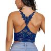 imageAvidlove Lace Bralettes for Women Padded Bralette Camisole Racerback Crop Top Floral Lace Bralettes V NeckDark Navy Blue