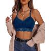 imageAvidlove Lace Bralettes for Women Padded Bralette Camisole Racerback Crop Top Floral Lace Bralettes V NeckDark Navy Blue