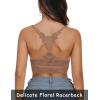 imageAvidlove Lace Bralettes for Women Padded Bralette Camisole Racerback Crop Top Floral Lace Bralettes V NeckKhaki