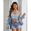 imageAvidlove Lace Bralettes for Women Padded Bralette Camisole Racerback Crop Top Floral Lace Bralettes V NeckLight Blue