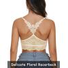 imageAvidlove Lace Bralettes for Women Padded Bralette Camisole Racerback Crop Top Floral Lace Bralettes V NeckLight Yellow